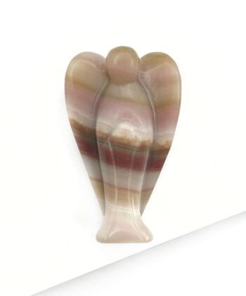 lyserød beige krystal engel på hvid baggrund