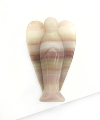 lyserød beige krystal engel på hvid baggrund