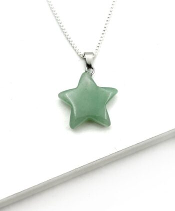 grøn krystalstjerne på sølv kæde