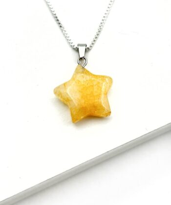 gul krystalstjerne på sølv kæde