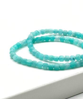 Amazonit -  Armbånd Facet 4 mm