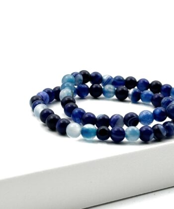 Blå elastik armbånd af halvædelsten