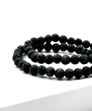 Sorte elastik armbånd af lavasten