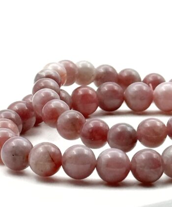 Elastik armbånd af halvædelsten i douche rødlige toner