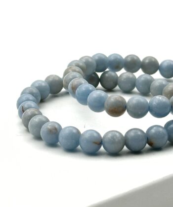 Lyseblå elastik armbånd af halvædelsten