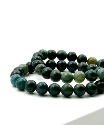 Dybgrønne elastik armbånd af halvædelsten