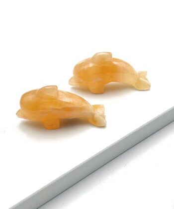 Calcit Guld, Delfin 7 cm