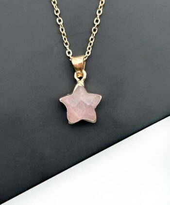 Rosenkvarts - Stjerne - Halskæde