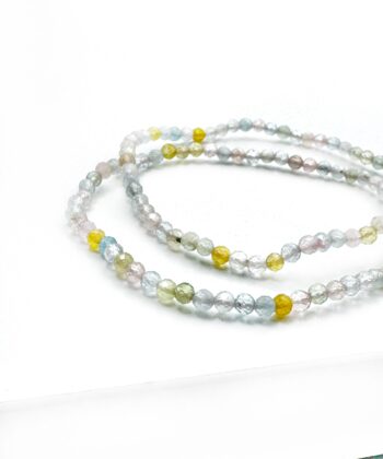 Morganit med Akvamarin (Beryl) - Armbånd Facet 4 mm