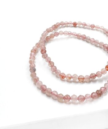 Jordbærkvarts - Armbånd Facet 2 mm