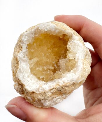 Kvarts Geode m. Honning Calcit - Rå - UNIKA