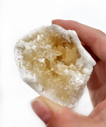 Kvarts Geode m. Honning Calcit - Rå - UNIKA